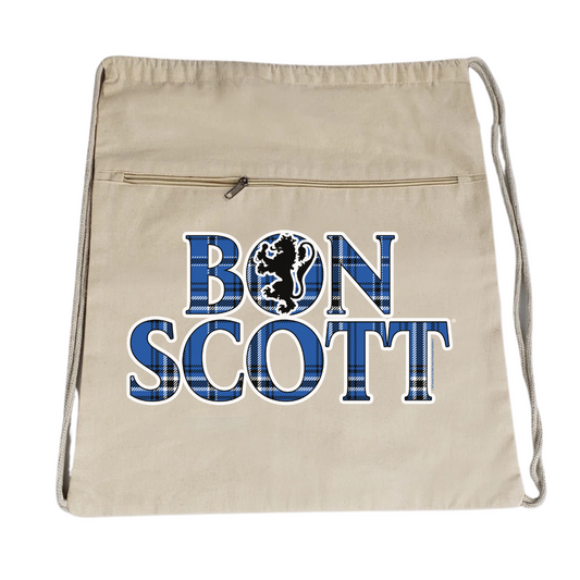 Black Lion Tartan Logo Drawstring Backpack