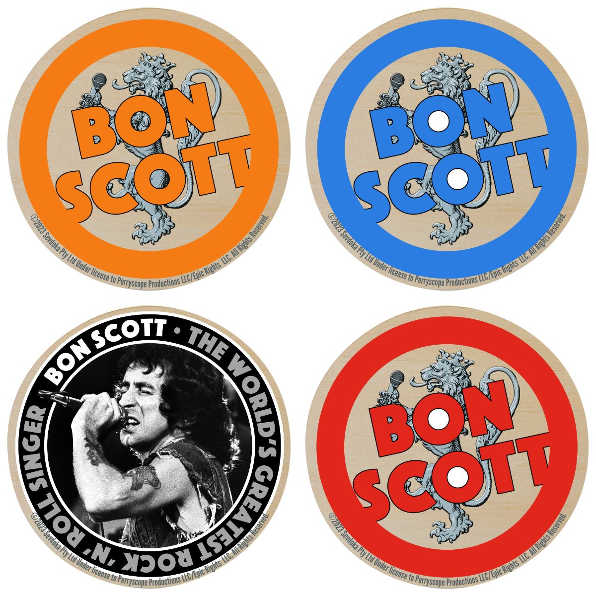Bon Scott Wood Coaster Set