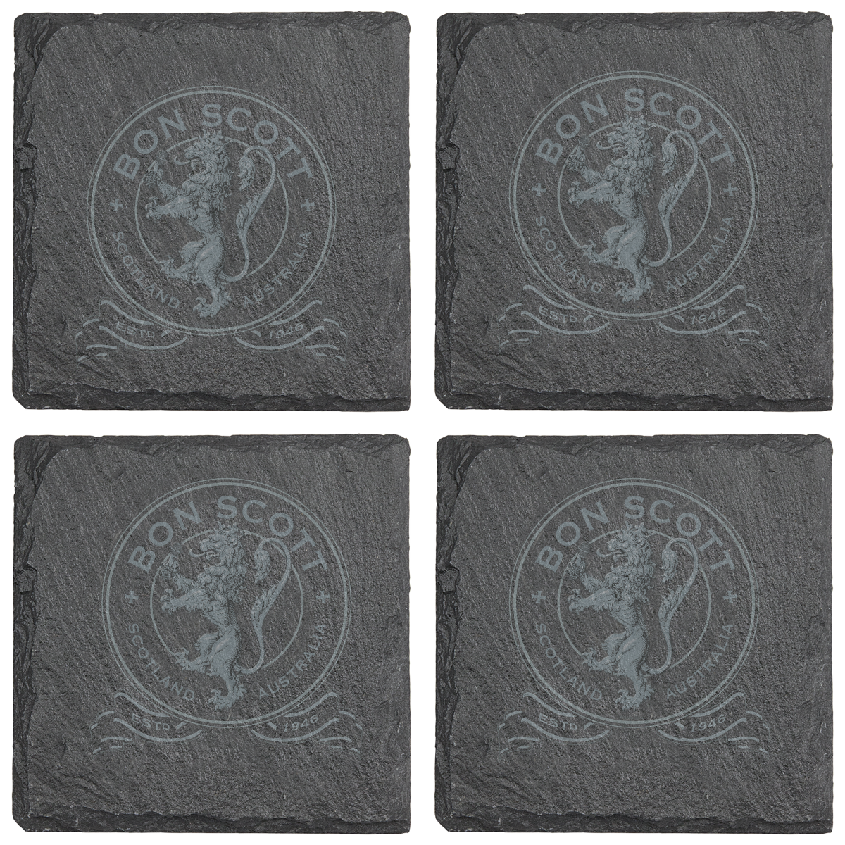 Lion Crest Laser Engraved Slate Coaster Set