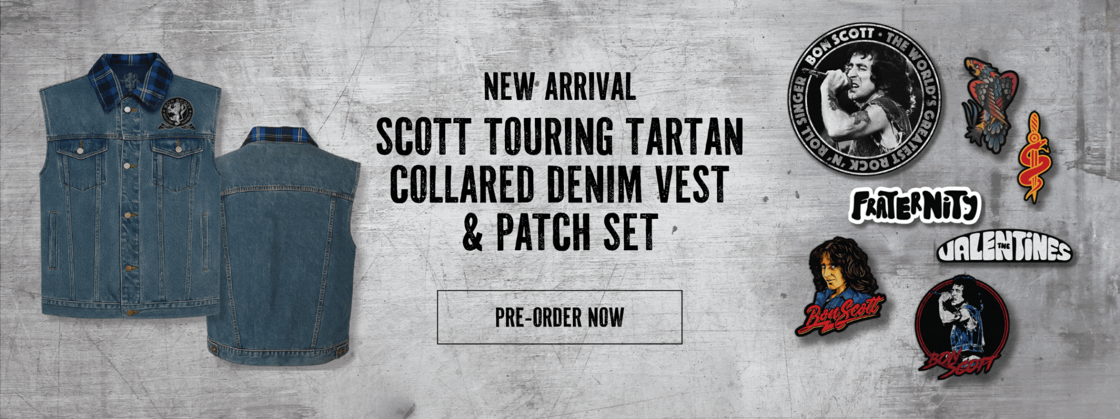 New Arrival, Scott Touring Tartan Collared Denim Vest & Patch Set | Preorder Now!