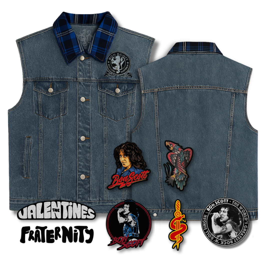 Bon Scott Heritage Tartan Denim Vest