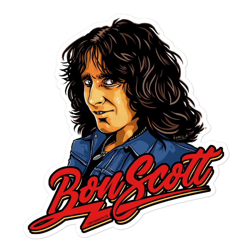 Bon Scott Homer Portrait Sticker