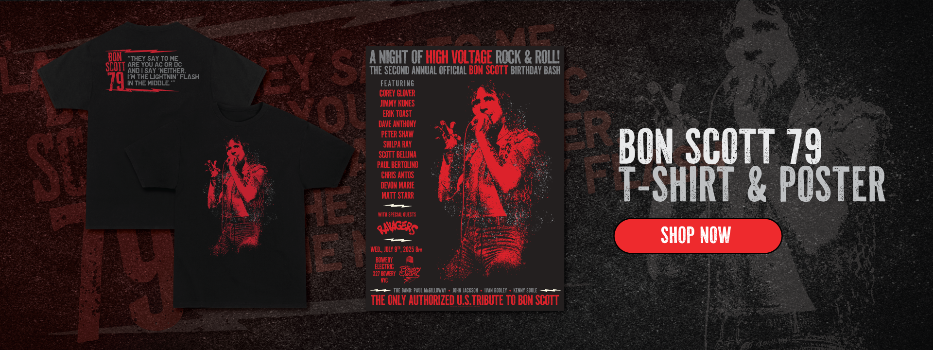 Celebrate Bon Scott's 79th Birthday with an Exclusive T-Shirt and Poster, Now Available!
