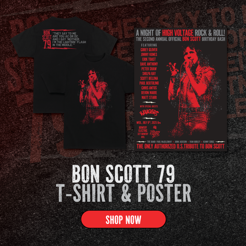 Celebrate Bon Scott's 79th Birthday with an Exclusive T-Shirt and Poster, Now Available!